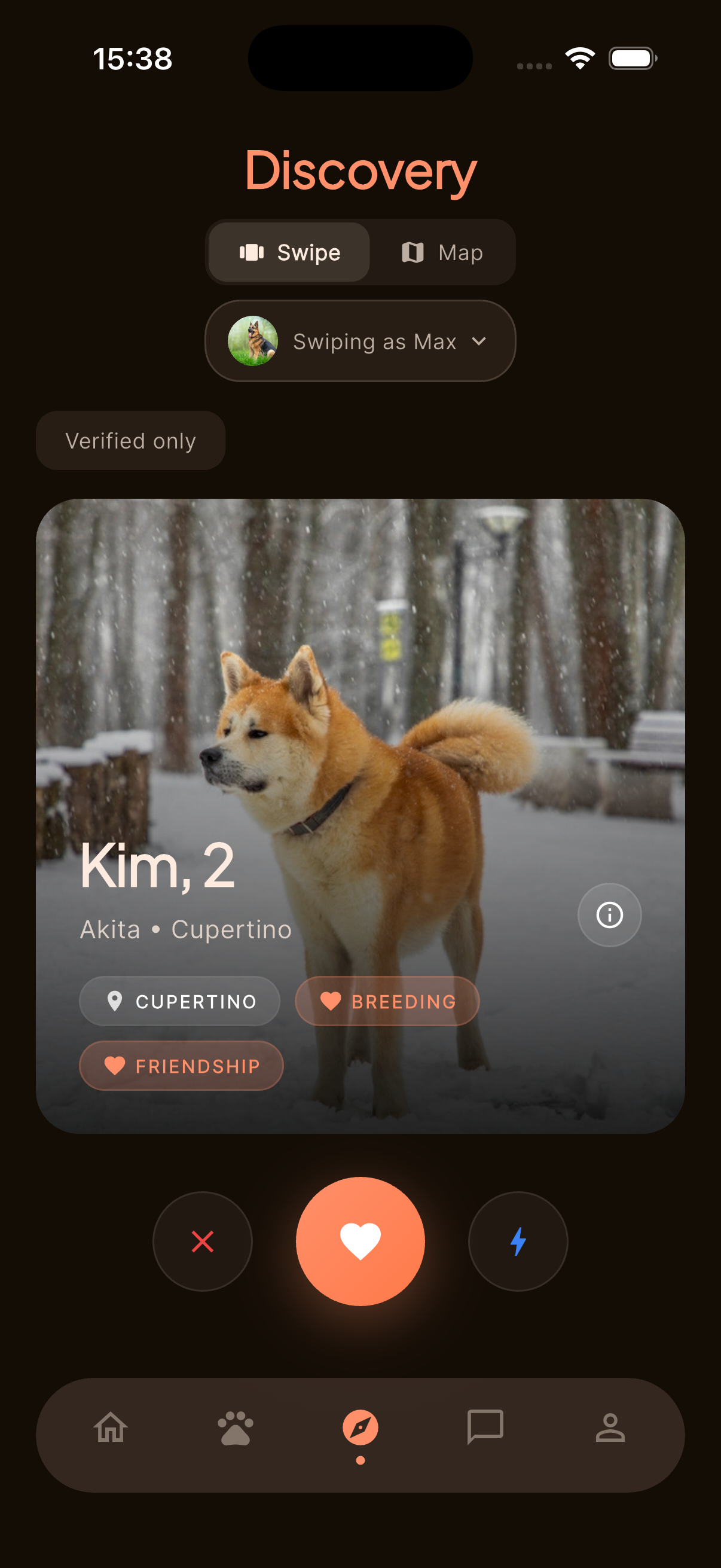 SNIF discover screen