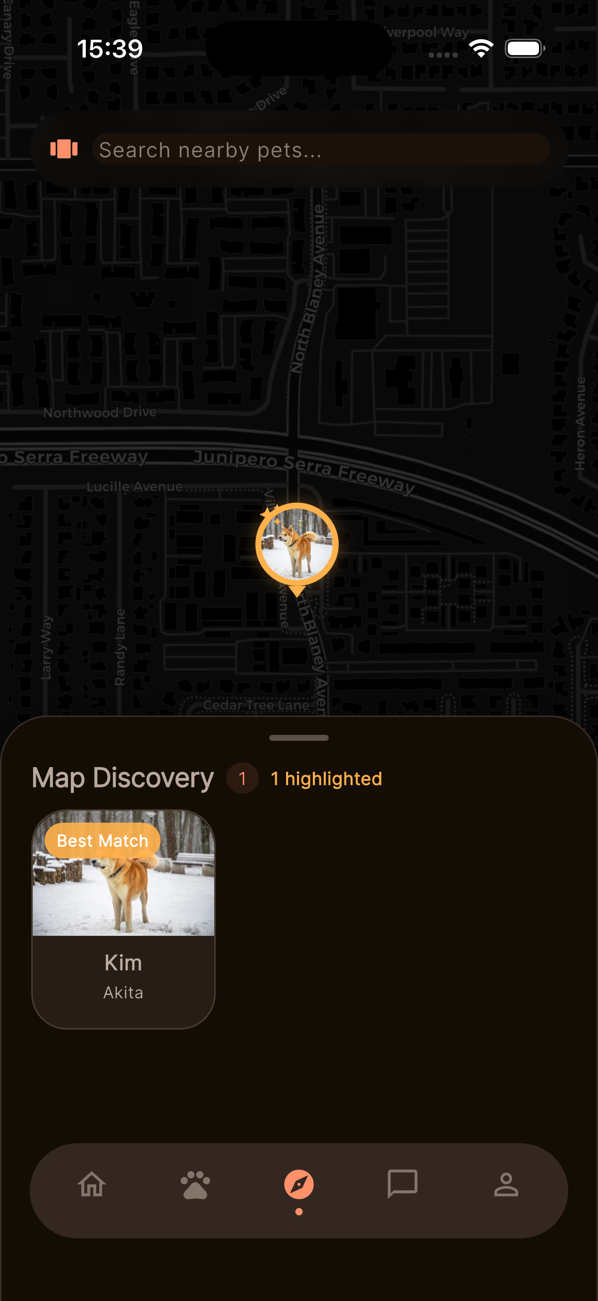 SNIF map discovery screen